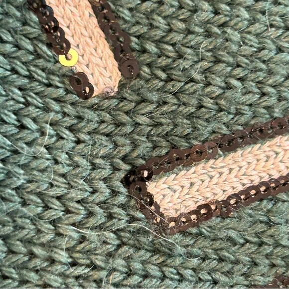 Wildfox Living Legend Distressed Green Sequin Sweater Small - Picture 8 of 9